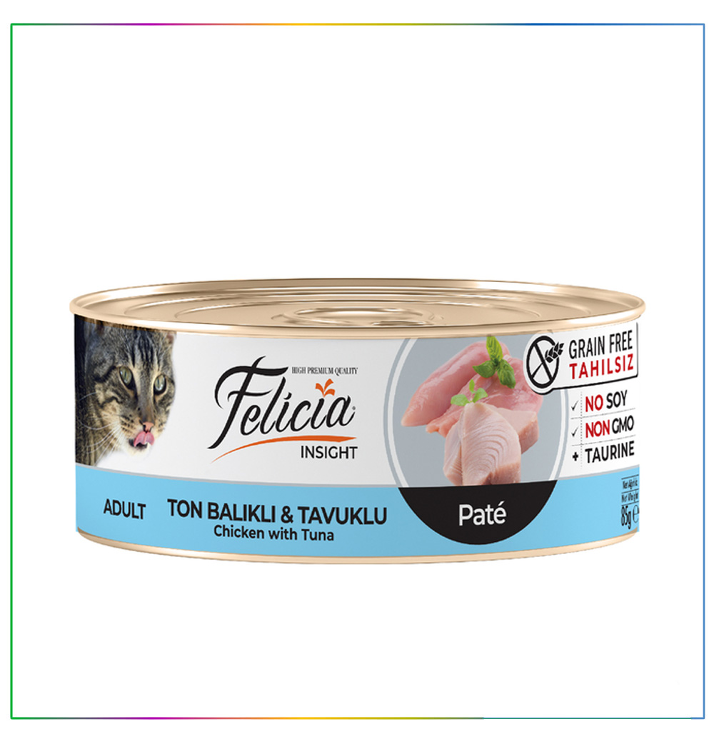 Yeni Felicia Tahılsız 85gr Ton BalıklıTavuklu Kıyılmış Kedi Maması