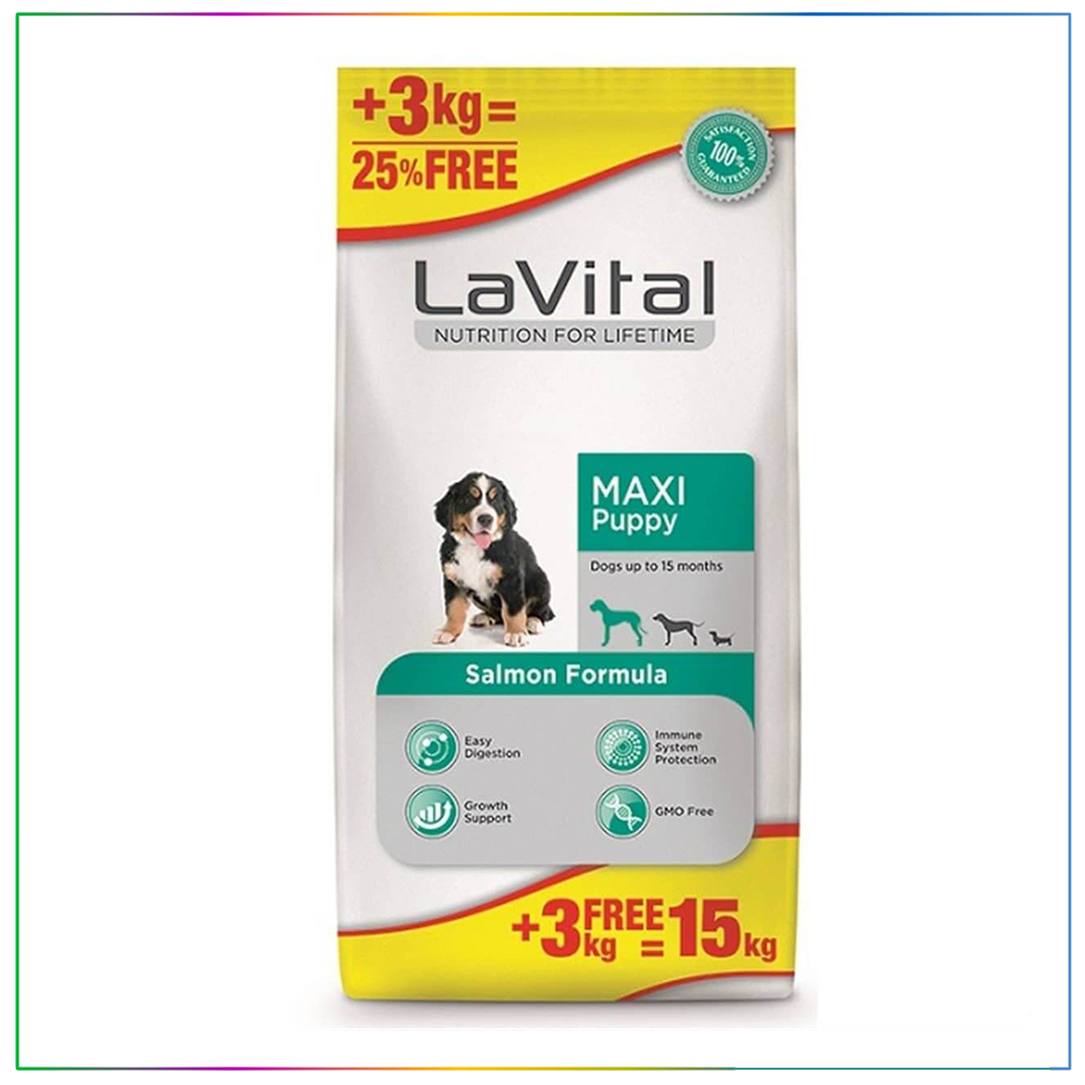 LaVital Maxi Puppy Somonlu Büyük Irk Yavru Köpek Maması 12+3 Kg
