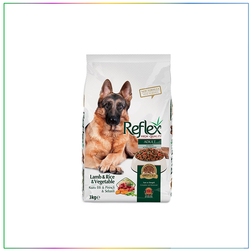 Reflex Kuzu Etli Pirinçli ve Sebzeli Yetişkin Köpek Maması 3 Kg