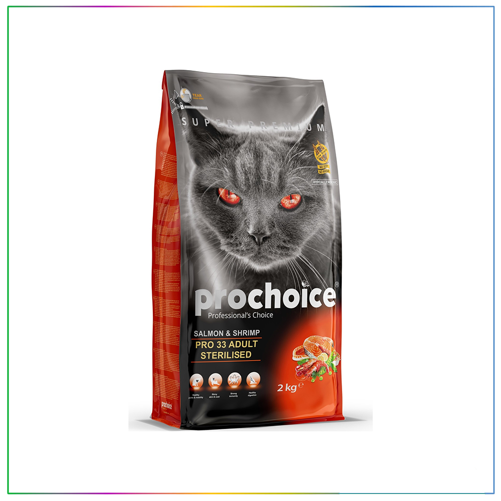 Prochoice Pro 33 Somon &amp; Karidesli Kısırlaştırılmış Kedi Maması 2 Kg